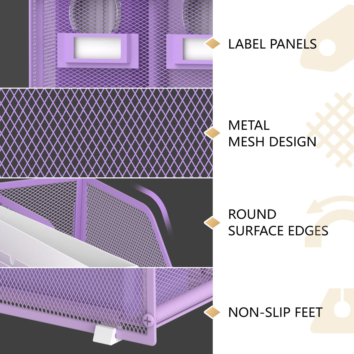 DALTACK 5-Slot Magazine File Holder, Metal Binder Holder, Purple