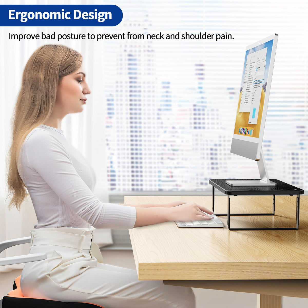 BESIGN MS01 Monitor Stand Riser, Height Adjustable Laptop Stand, Computer Monitor Stand for