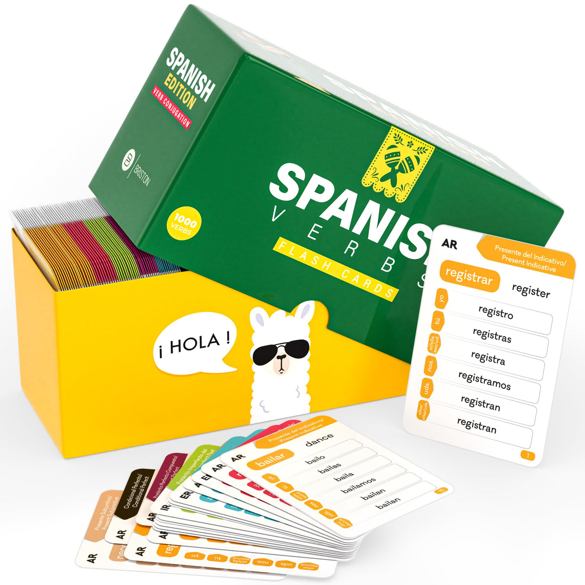 Spanish Verb Conjugation Flash Cards – 1,000 Verbs, 9 Tenses for Study