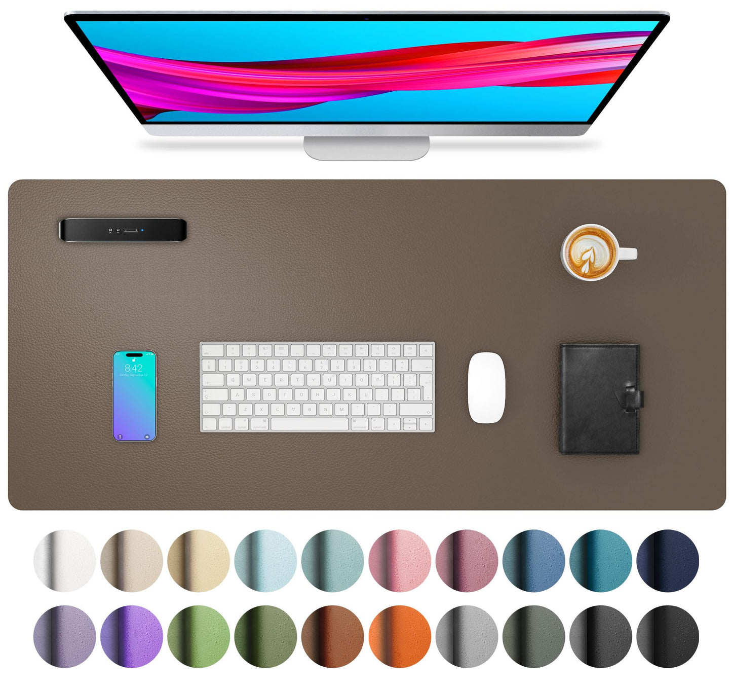 Aothia Leather Desk Pad Protector, Mouse Pad, Office Desk Mat, Non-Slip PU Leather Desk Blotter