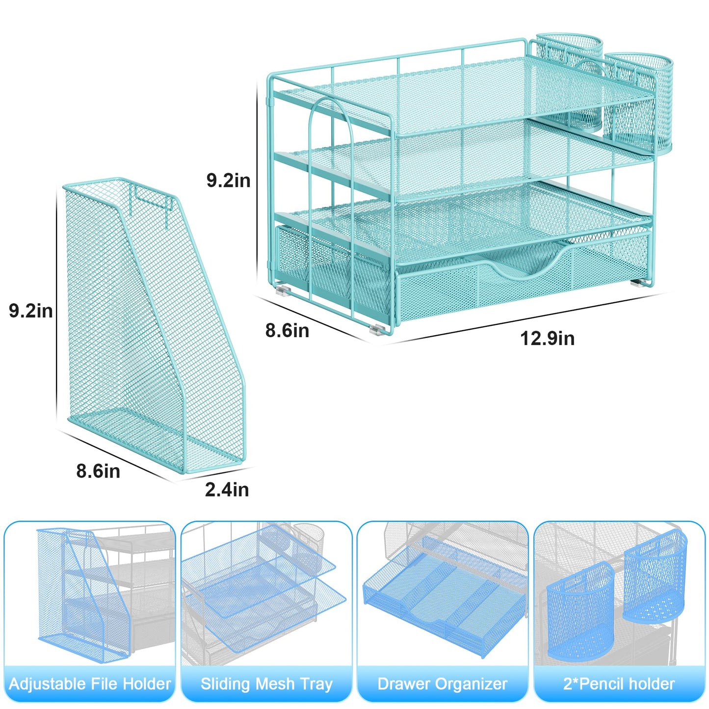 gianotter Desk Organizers and Accessories with File Holder, 4-Tier Desk Accessories & Workspace