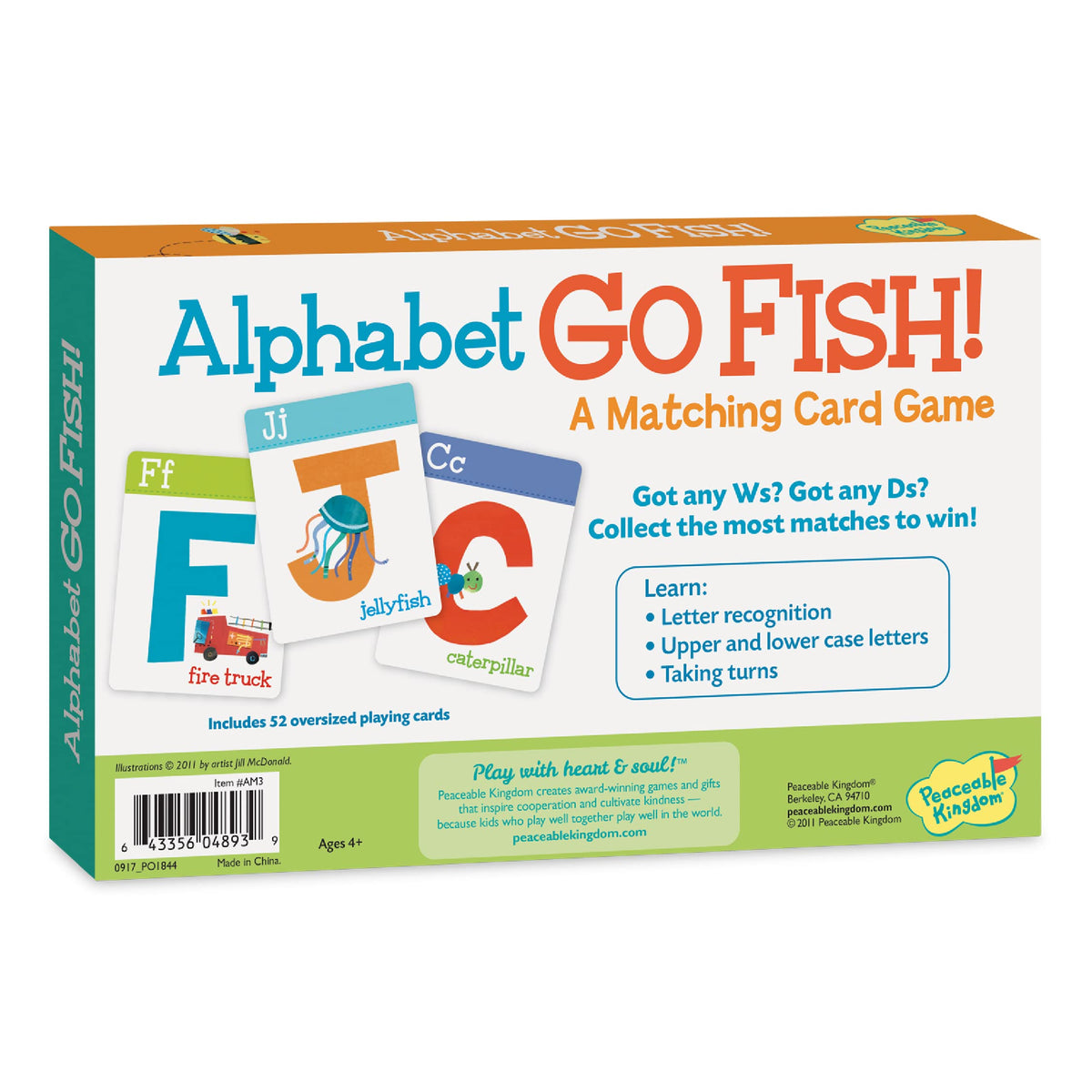 Peaceable Kingdom Alphabet Go Fish Letter Matching Card Game with 52 Oversized Cards Card Games for