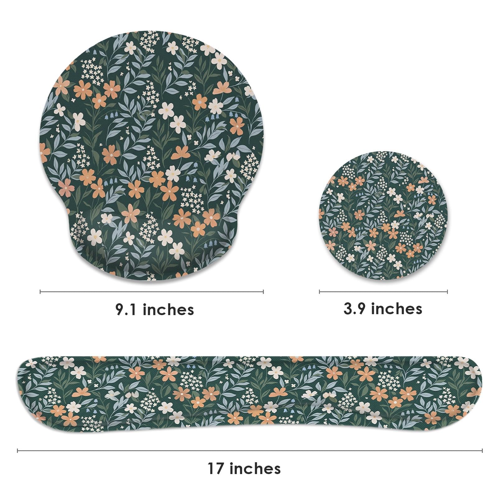 Britimes Ergonomic Mouse Pad Set with Wrist Rest, Floral Wildflower