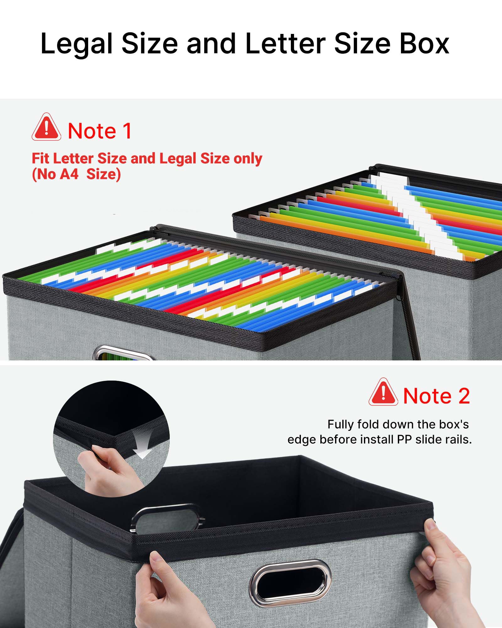Oterri File Box Large 2-Pack Hanging Organizer for Letter/Legal-Size Folder