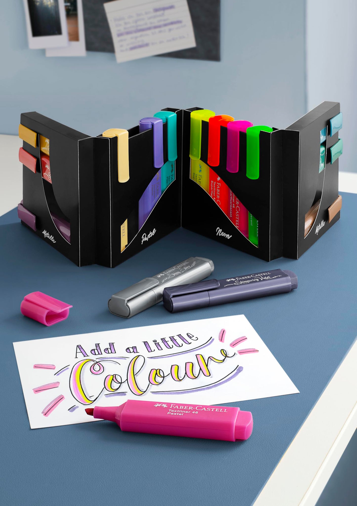 Faber-Castell Highlighter Desk Set - 16 Chisel Tip Markers, Assortment of Pastel, Neon, and
