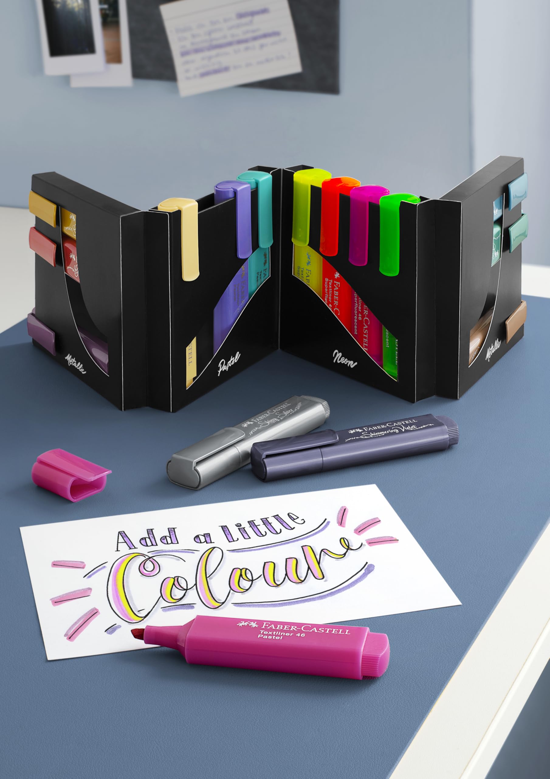 Faber-Castell Highlighter Desk Set - 16 Chisel Tip Markers, Assortment of Pastel, Neon, and