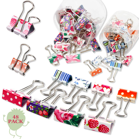 Outus 48 Pcs Colorful Binder Clips with Box, Assorted Sizes, 0.75 in & 1 in