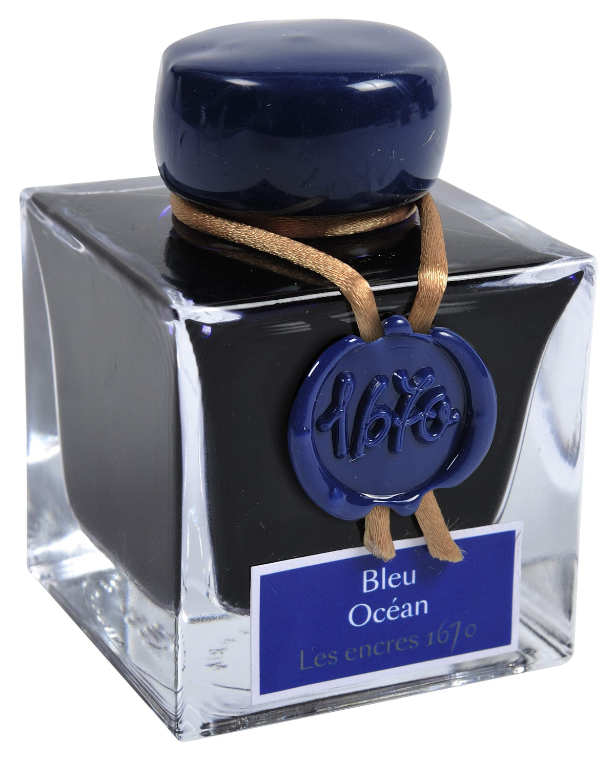 J. Herbin 1670 Anniversary Inks - Gold Sheen 50 ml Bottled - Blue Ocean (Deep Blue Ink)
