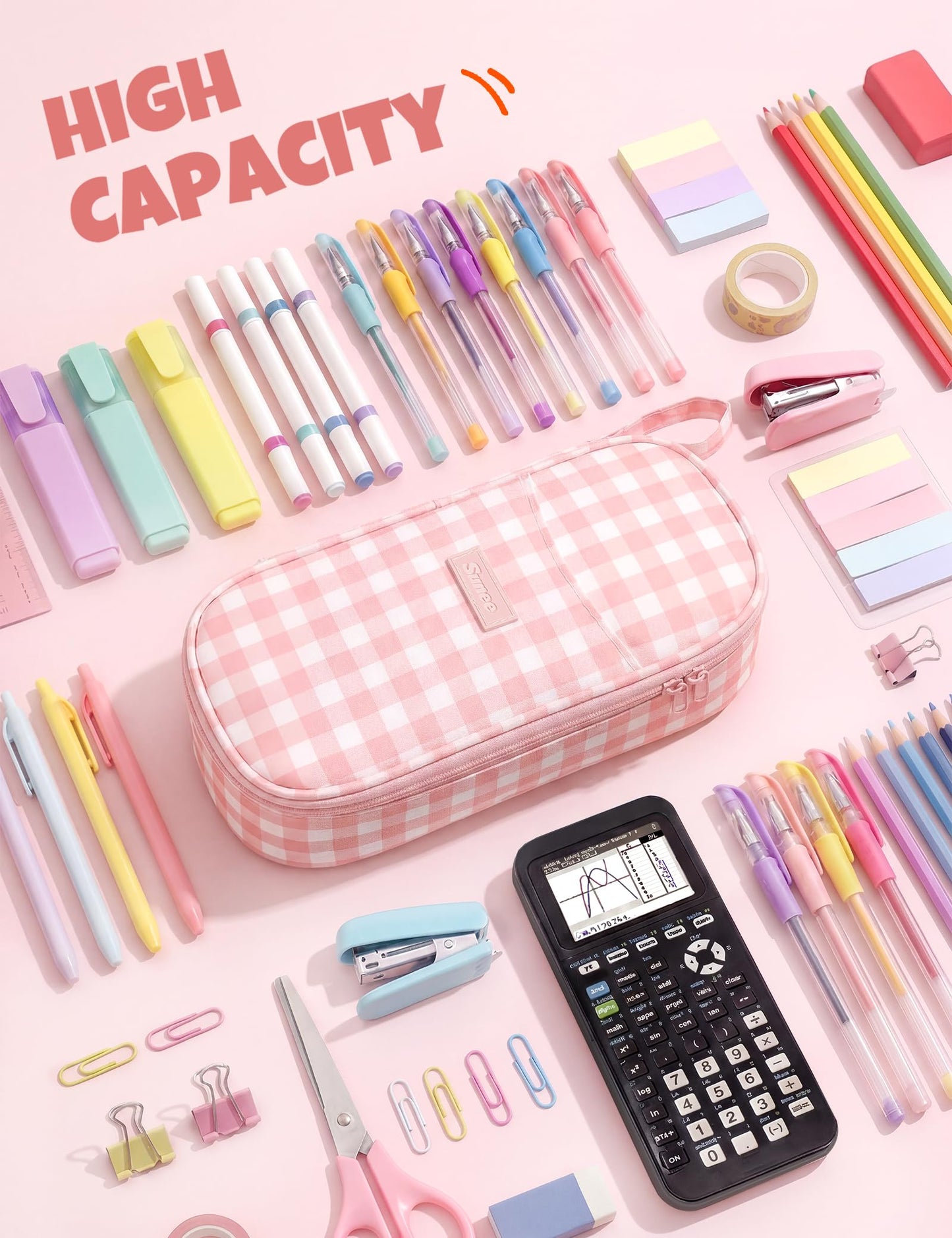 SUNEE Cute Pencil Case, Large Colored Pencil Pouch, Aesthetic Pen Bag with Zipper, Kawaii