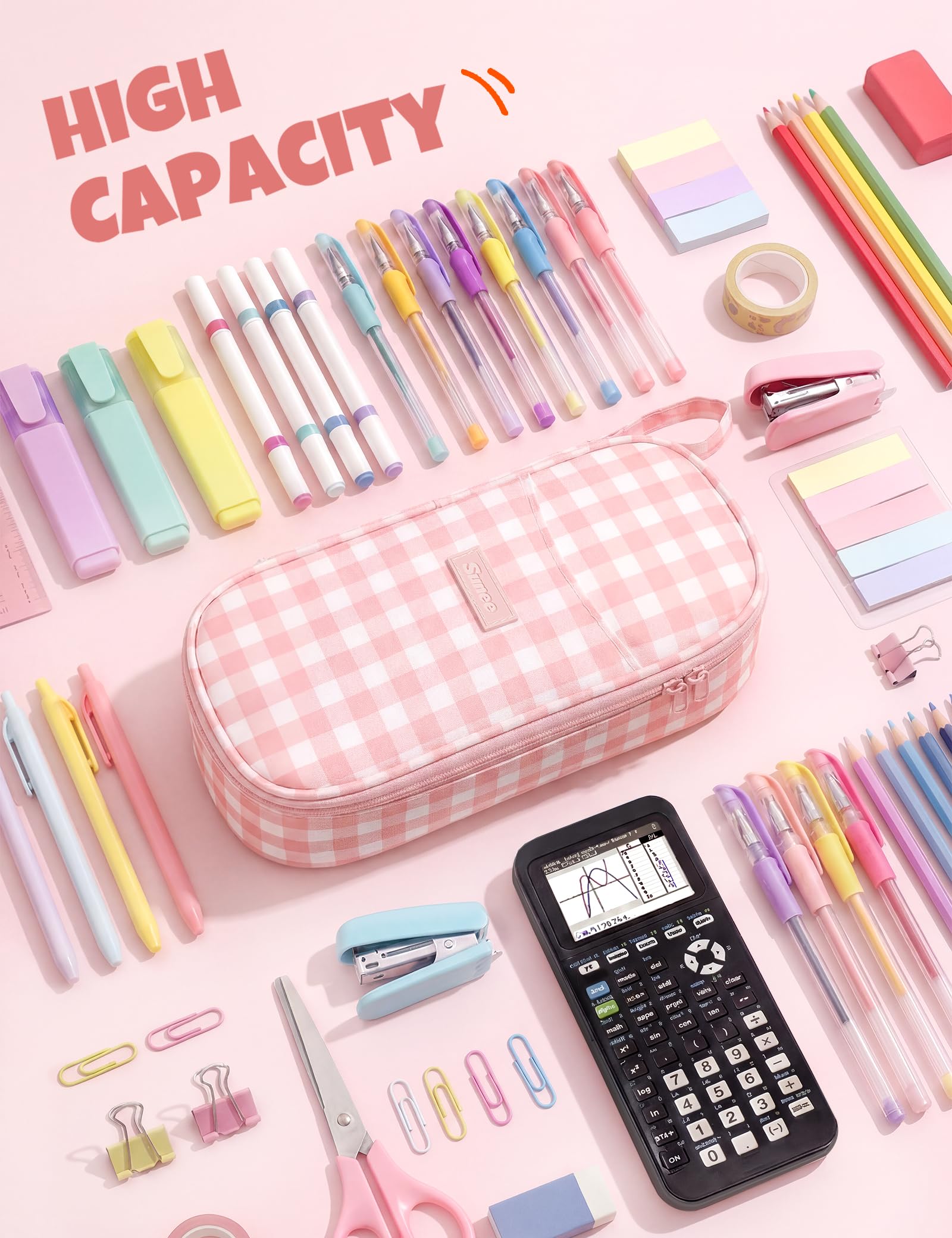 SUNEE Cute Pencil Case, Large Colored Pencil Pouch, Aesthetic Pen Bag with Zipper, Kawaii