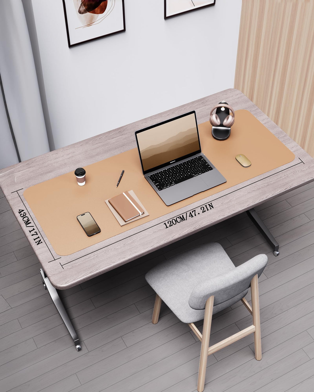 YSAGi Double-Sided Desk Mat, Eco Cork & Leather Desk Protector, Large Mouse Pad & Writing Pad for