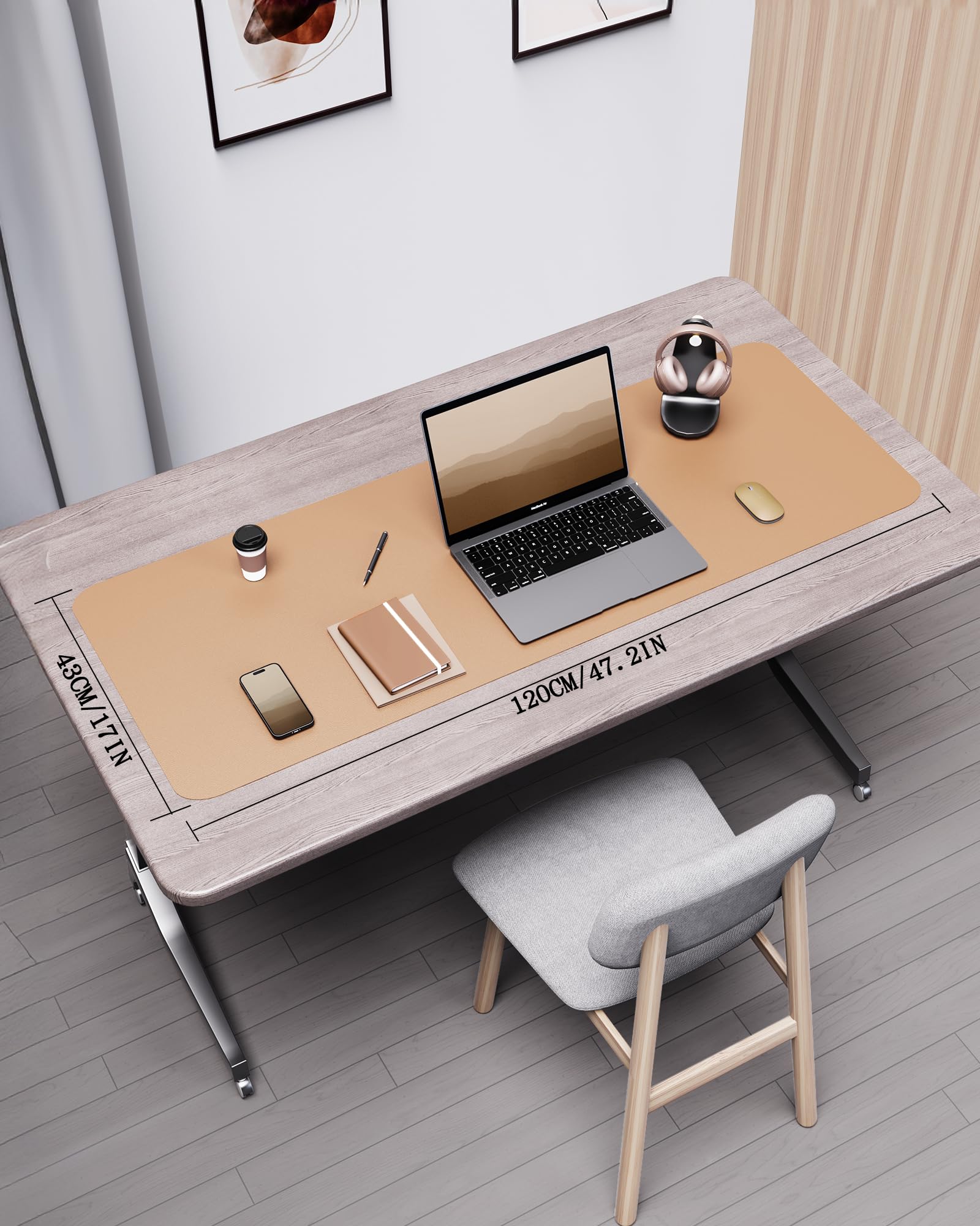 YSAGi Double-Sided Desk Mat, Eco Cork & Leather Desk Protector, Large Mouse Pad & Writing Pad for