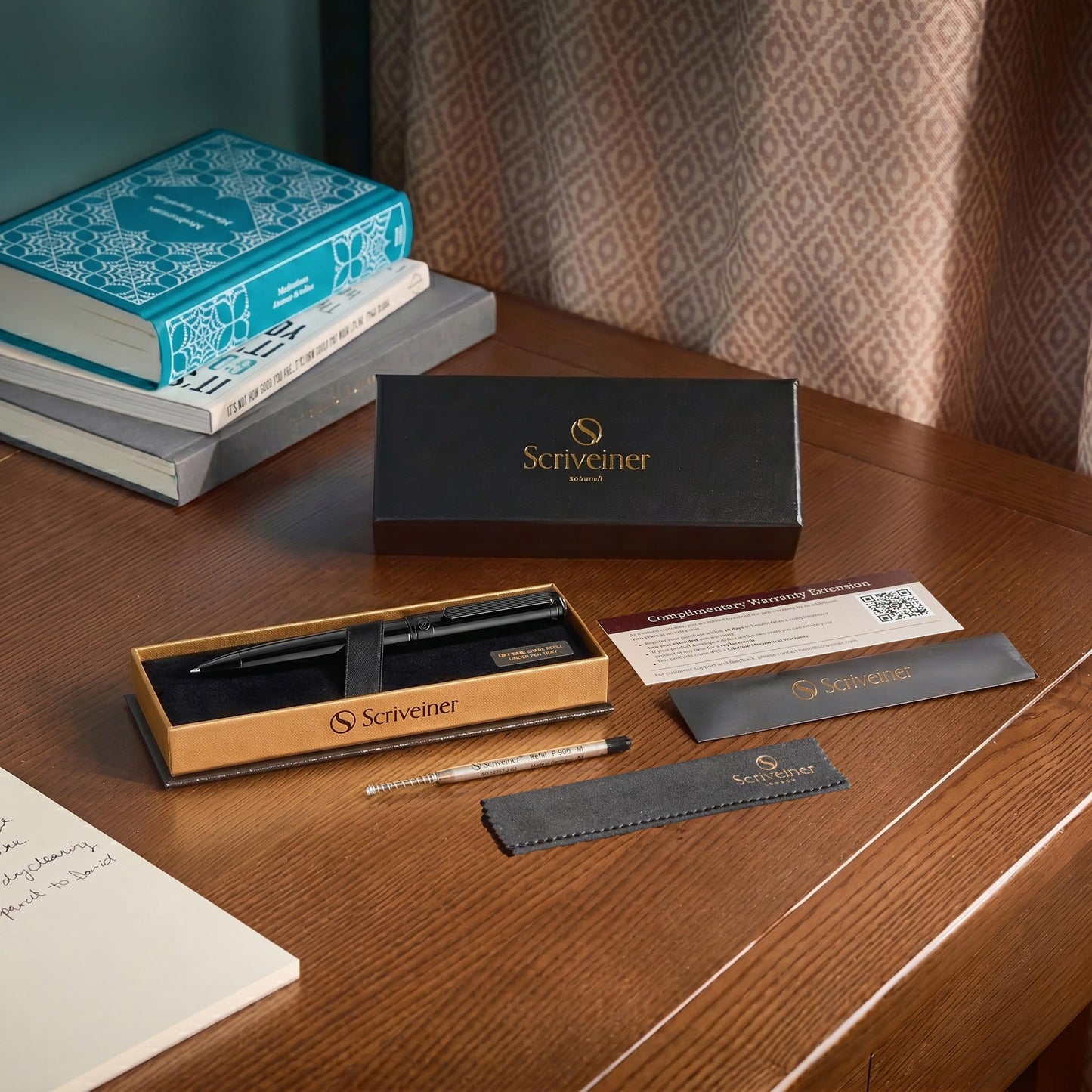 Scriveiner Gun-Metal Lacquer Ballpoint Pen - Stunning Luxury Pen, Schmidt Black Refill, Best Gift