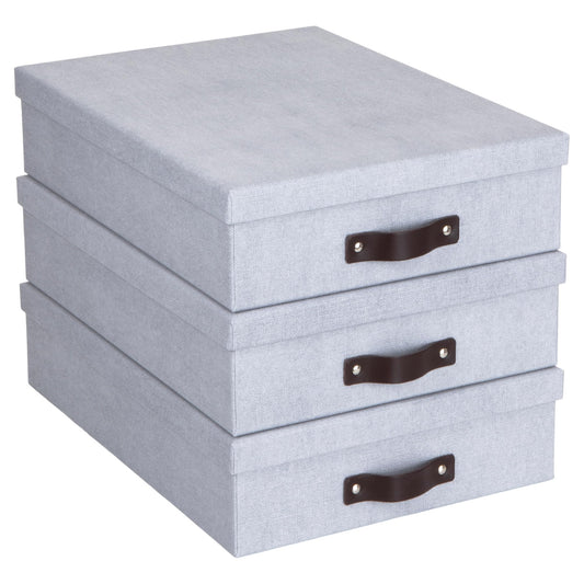 Bigso Oskar Canvas Fiberboard Document Letter Box - File Organizer Box for Important Paperwork