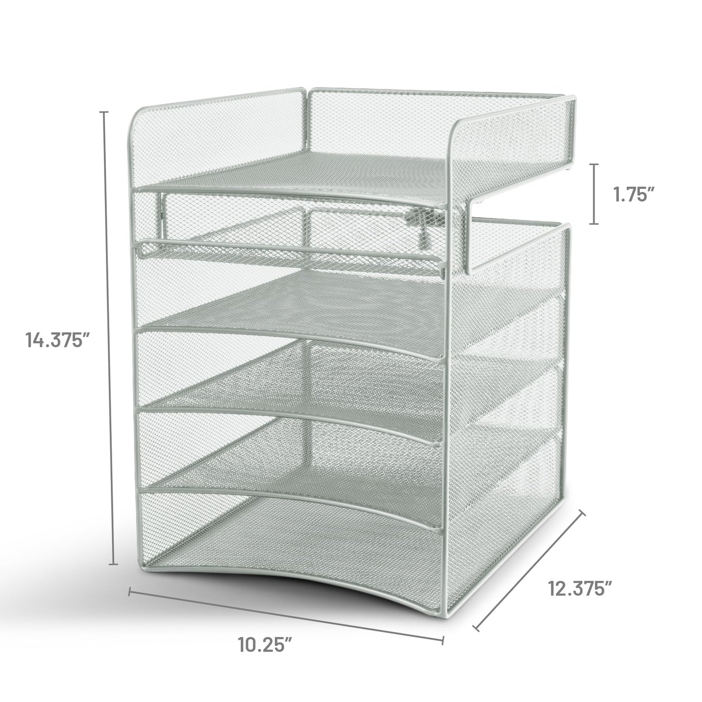 Safco Onyx Hanging Desktop Organizer with 5 Horizontal Trays, Under-Desk Storage. Fits Tables 1.75"