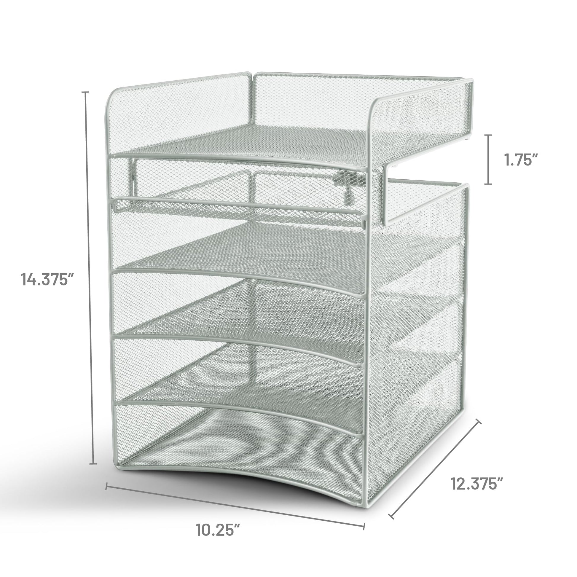 Safco Onyx Hanging Desktop Organizer with 5 Horizontal Trays, Under-Desk Storage. Fits Tables 1.75"