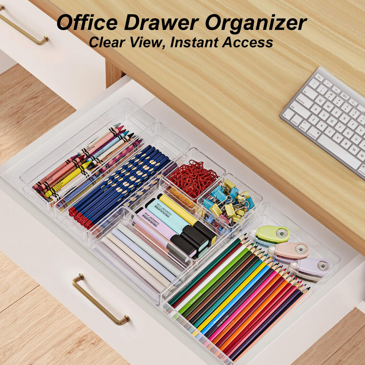 SMARTAKE 25 PCS Drawer Organizer, 4-Size Desk Drawer Organizer Trays