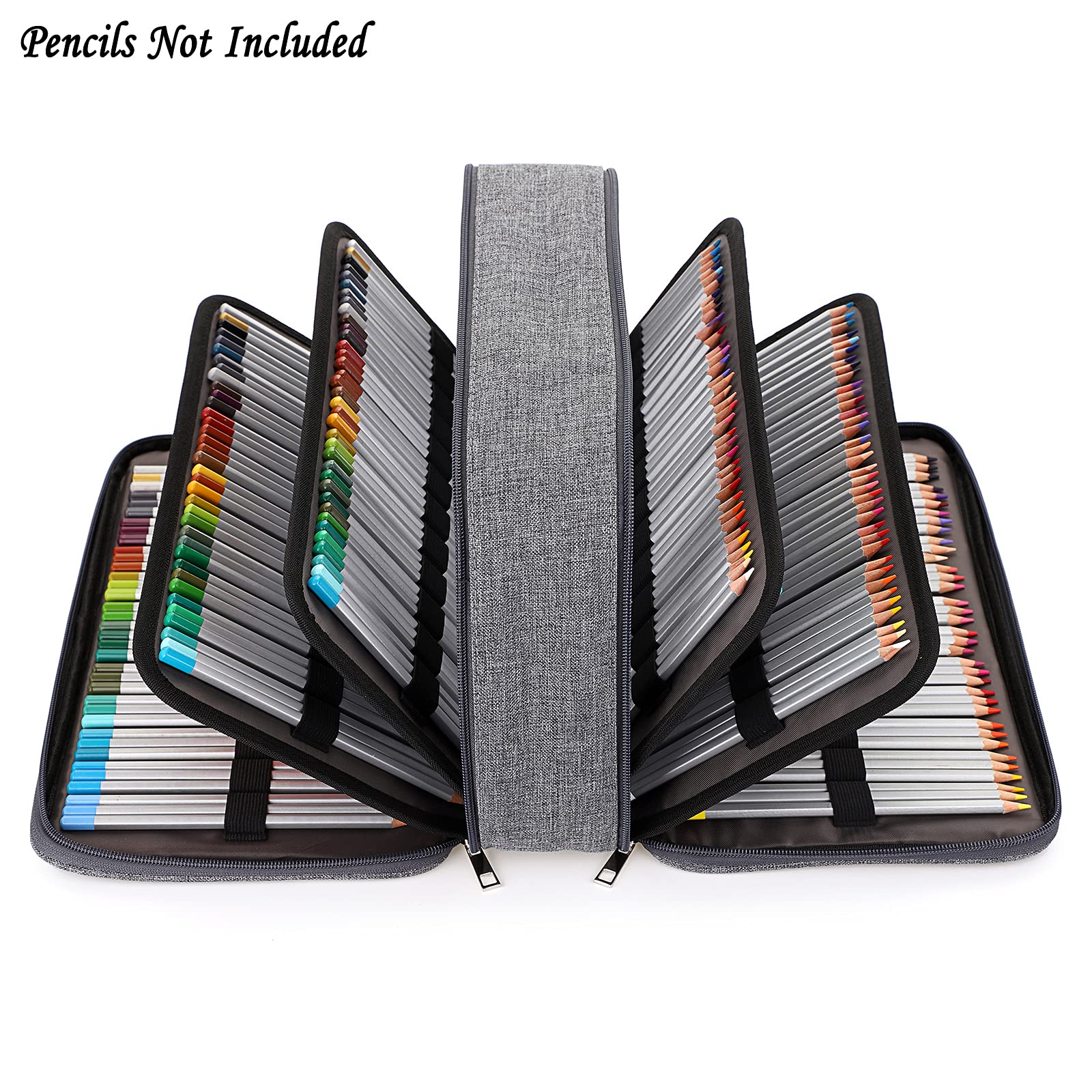 BTSKY Colored Pencil Case 360 Slots Pencil Bag Organizer High Capacity Holder with Double Zippers
