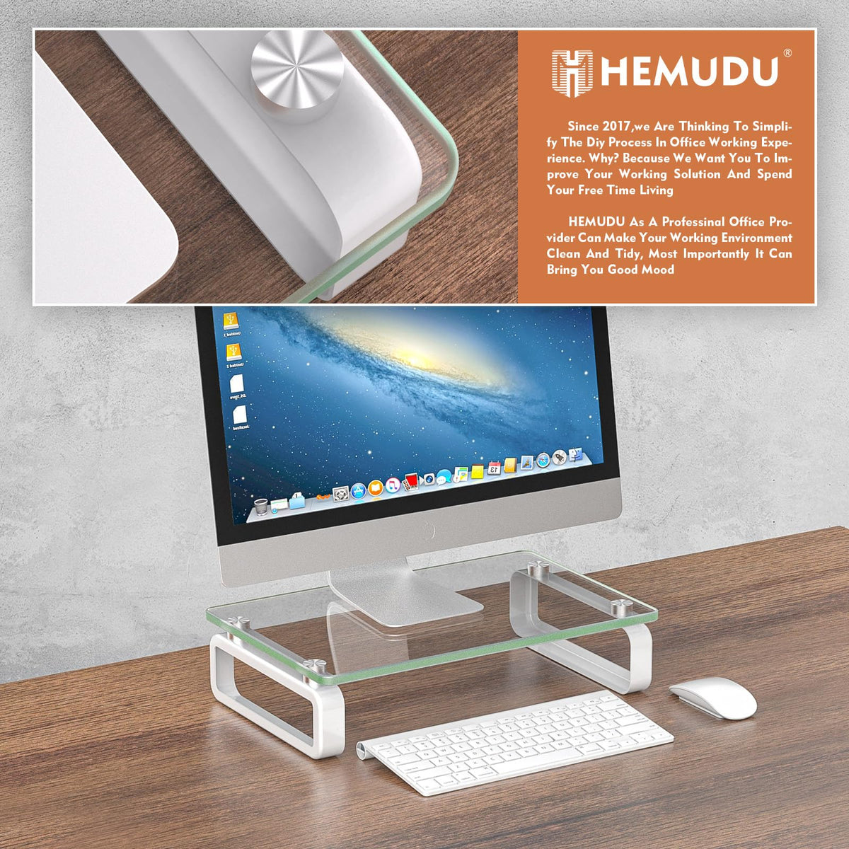 Hemudu Clear Computer Monitor Stand Riser Multi Media Desktop Stand for Flat Screen LCD LED TV