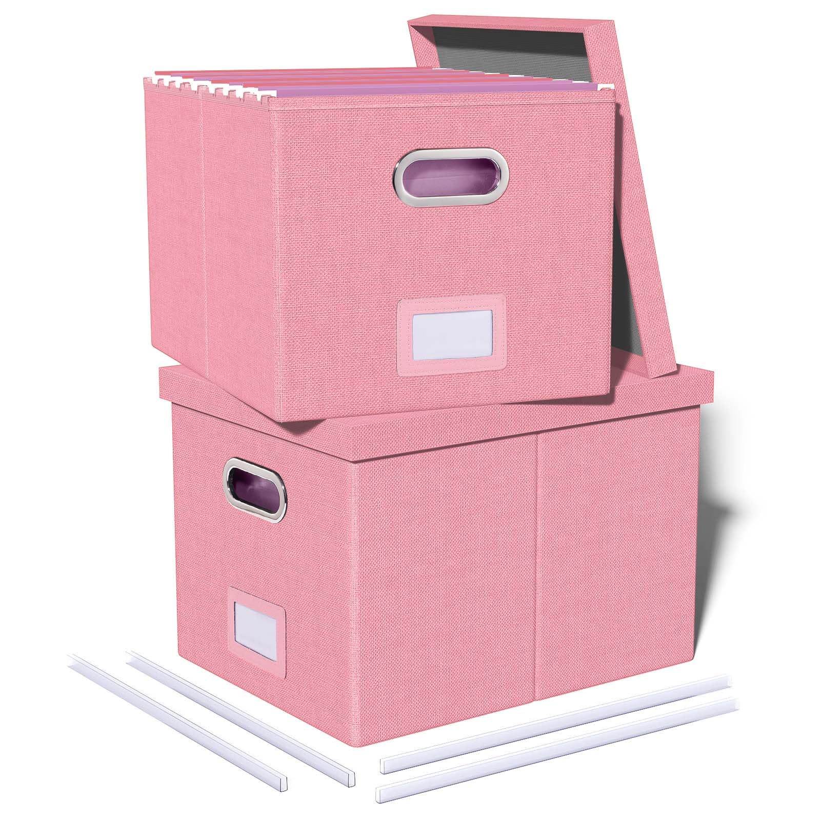 Oterri 2 Pack File Storage Organizer, Filing Box, Portable File Box with Lid, Fit for Letter/Legal