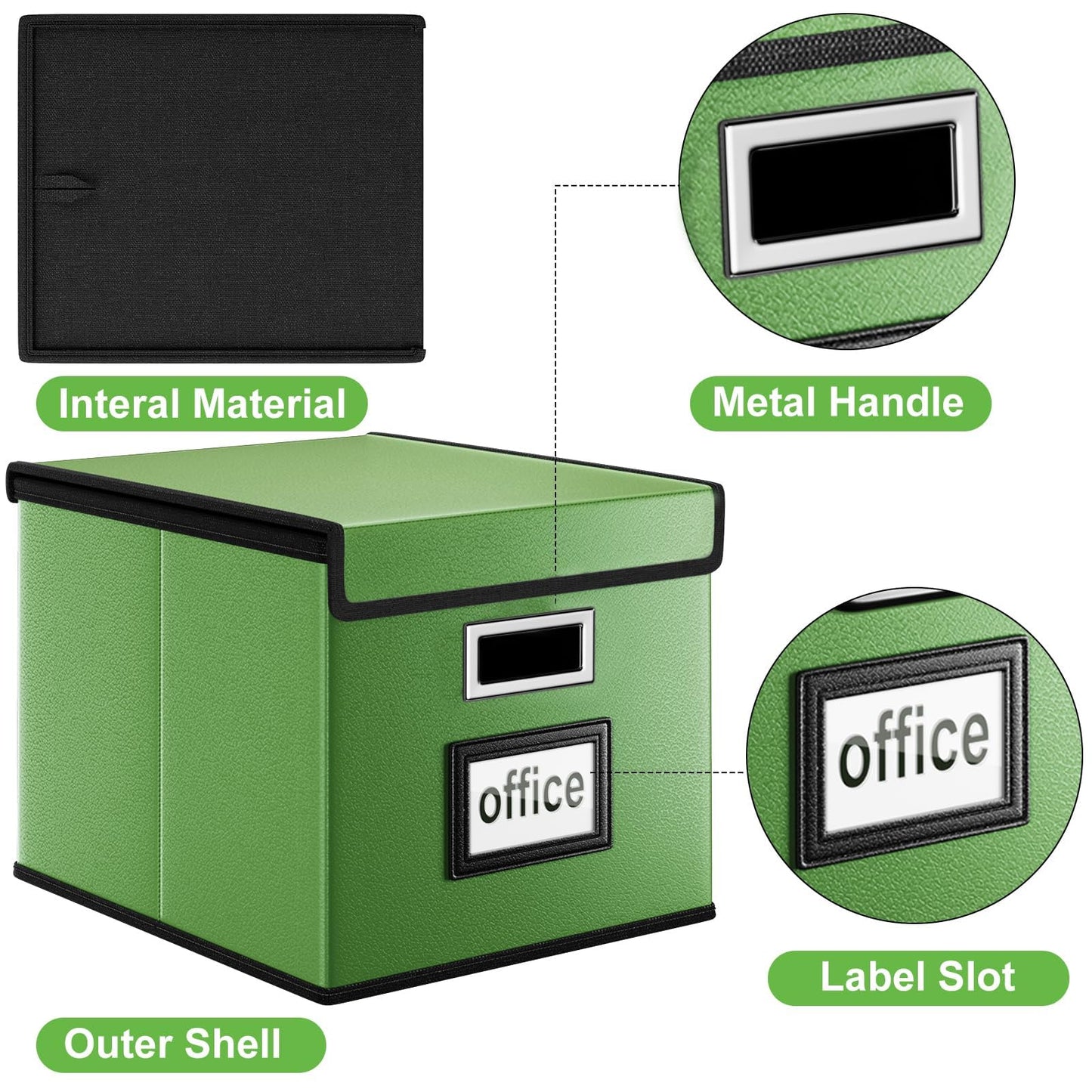 Huolewa File Organizer Box with Lids, Collapsible File Folder Organizer