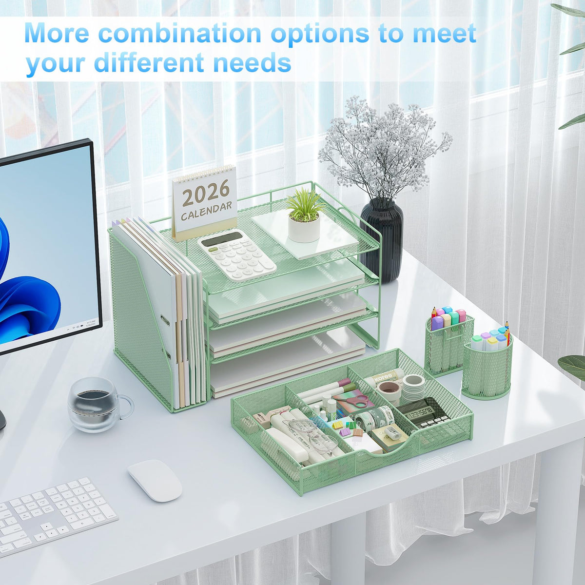 gianotter 4-Tier Desk Organizer with Drawers, File Holders, Letter Trays and Pen Holders