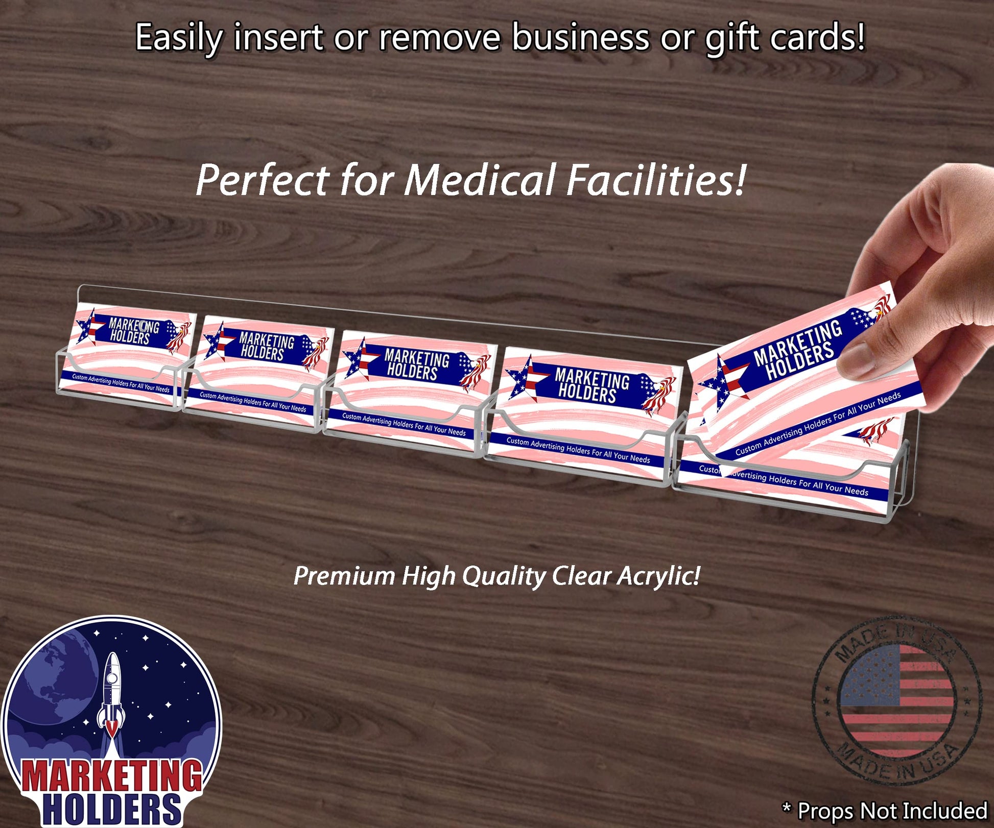 Marketing Holders 2 Pack Wall Business Card Holder with Hanging Hardware for 3.5" x 2" Gift or