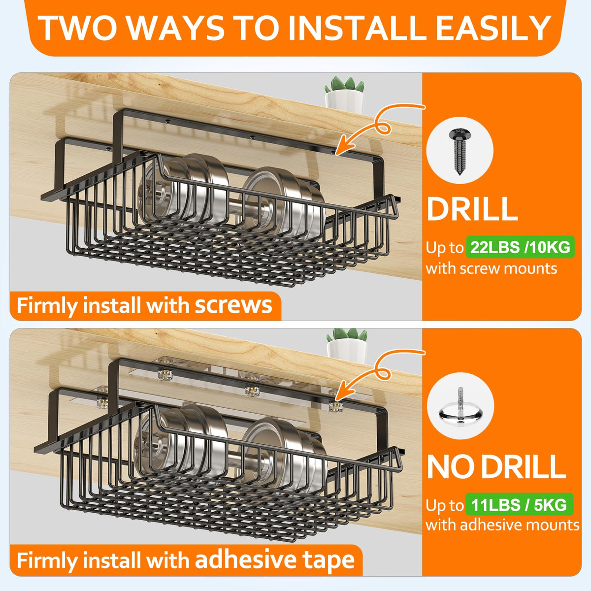 ENONCI Under Desk Drawer Slide Out No Drill Metal Storage Cabinet