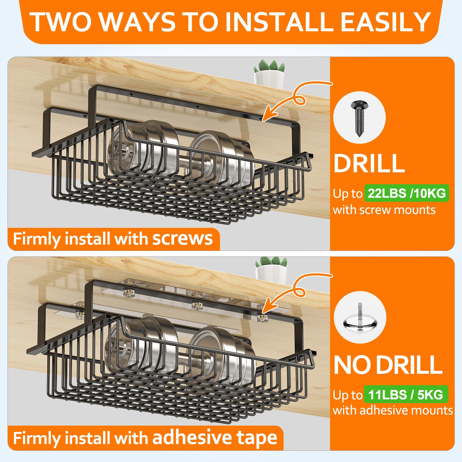 ENONCI Under Desk Drawer Slide Out No Drill Metal Storage Cabinet