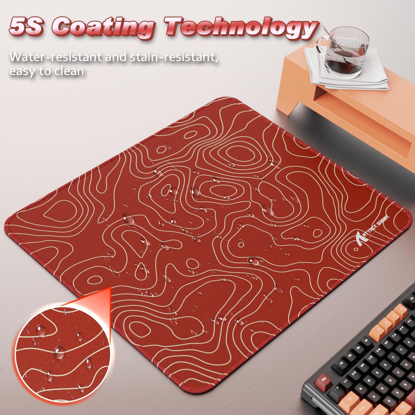 ATTACK SHARK CM02 Gaming Mouse Pad for Esports Speed Large Mouse mats for Desk Waterproof Surface