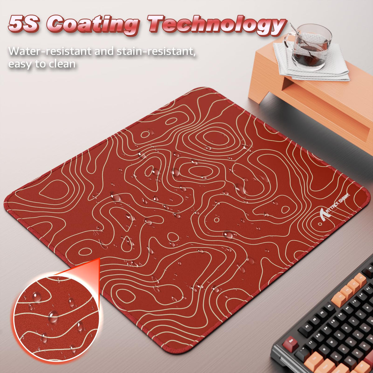 ATTACK SHARK CM02 Gaming Mouse Pad for Esports Speed Large Mouse mats for Desk Waterproof Surface