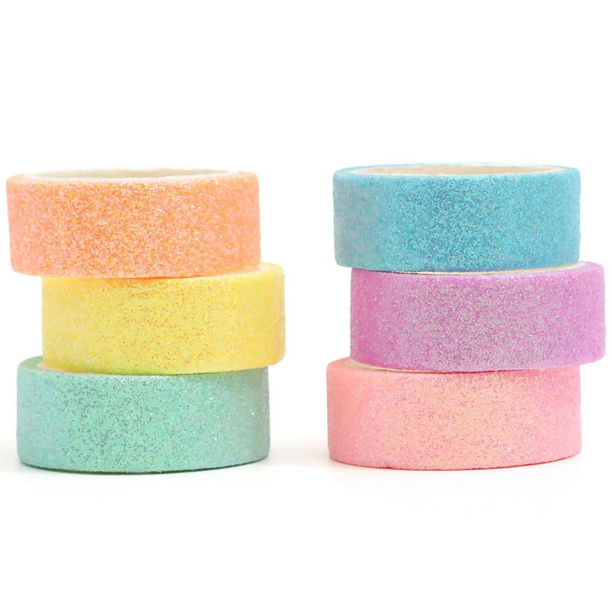 YUBX Glitter Washi Tape Set 6 Rolls Sparkling Foil Decorative Sprinkle Colored Masking Tapes for