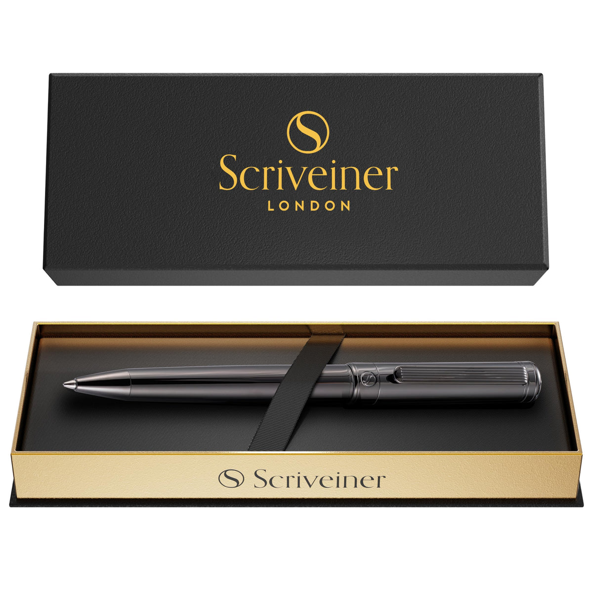 Scriveiner Gun-Metal Lacquer Ballpoint Pen - Stunning Luxury Pen, Schmidt Black Refill, Best Gift