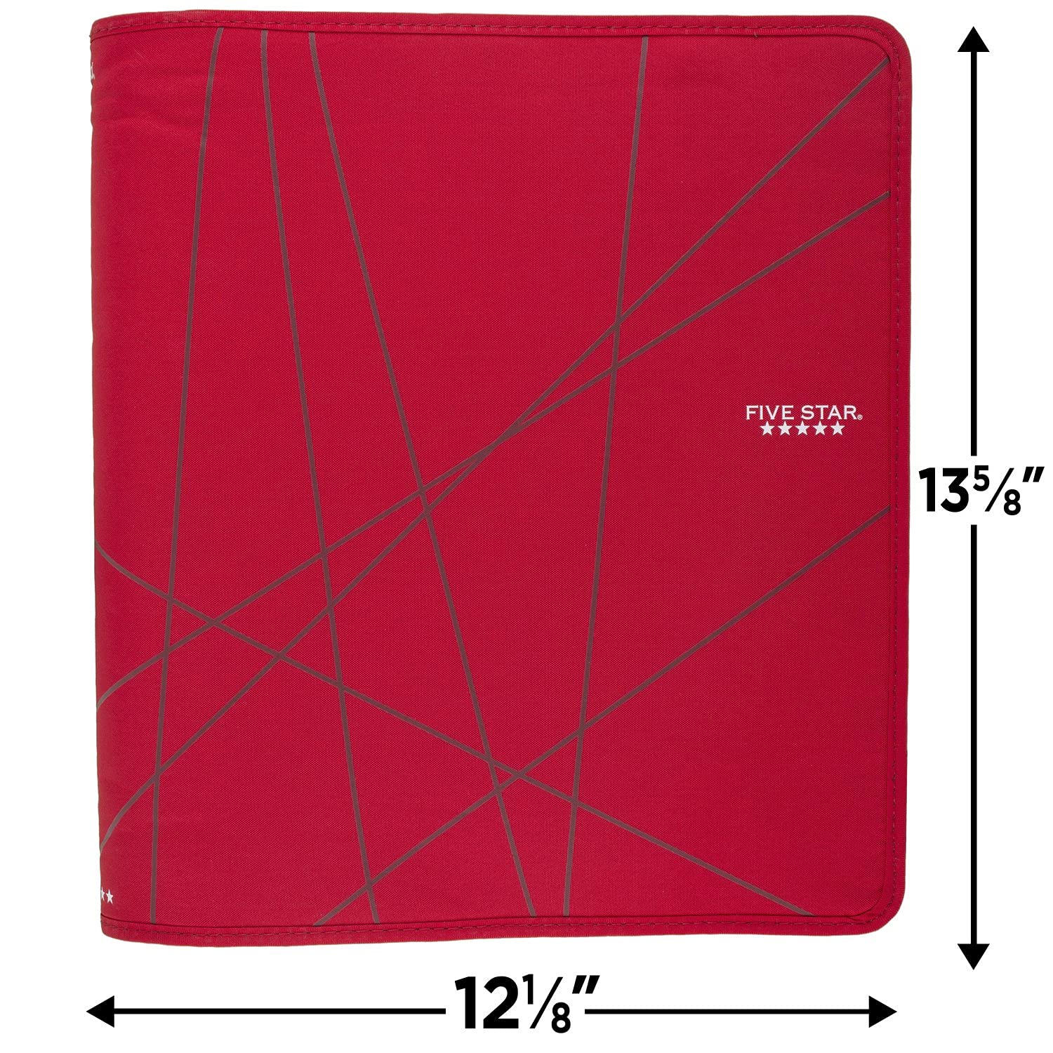 Five Star 1-1/2 Inch Zipper Binder, Ring Binder, Red (72356)