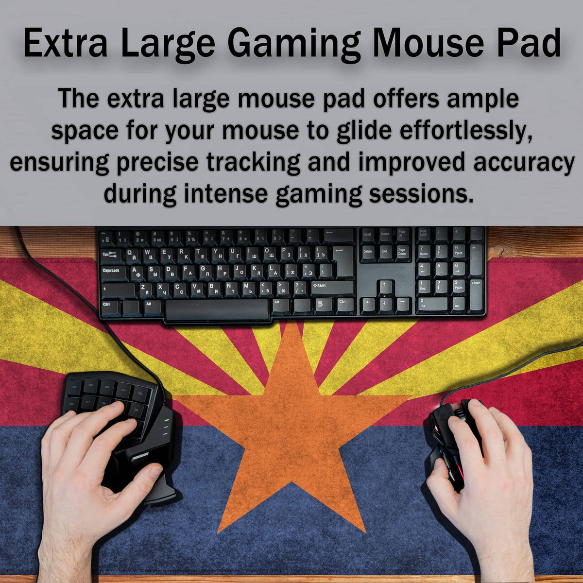 Samgula Gaming Desk Mat - Yellow Modern Mouse Pad, Extra Large Non-Slip Rubber Base, 35.4" X 15.7"