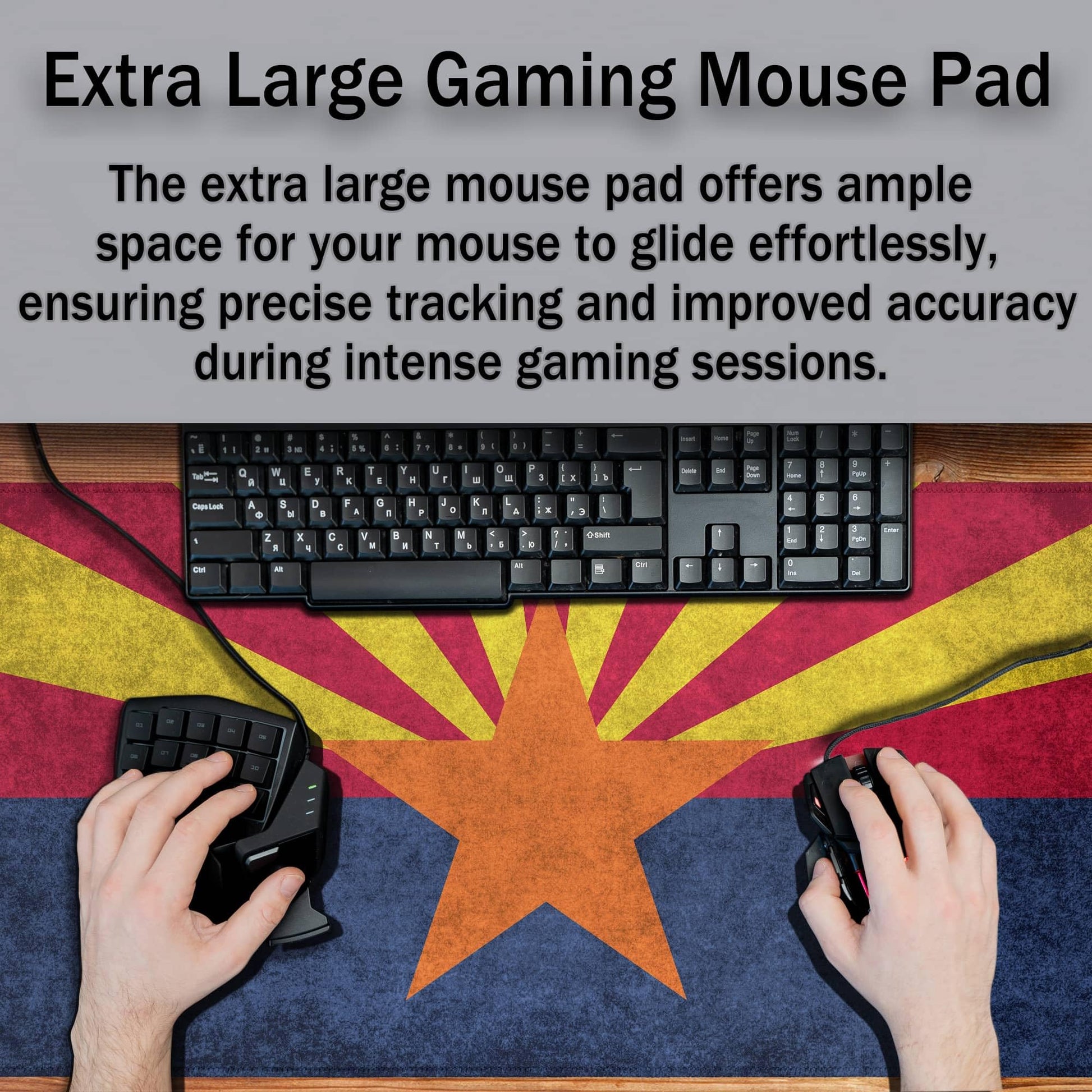 Samgula Gaming Desk Mat - Yellow Modern Mouse Pad, Extra Large Non-Slip Rubber Base, 35.4" X 15.7"