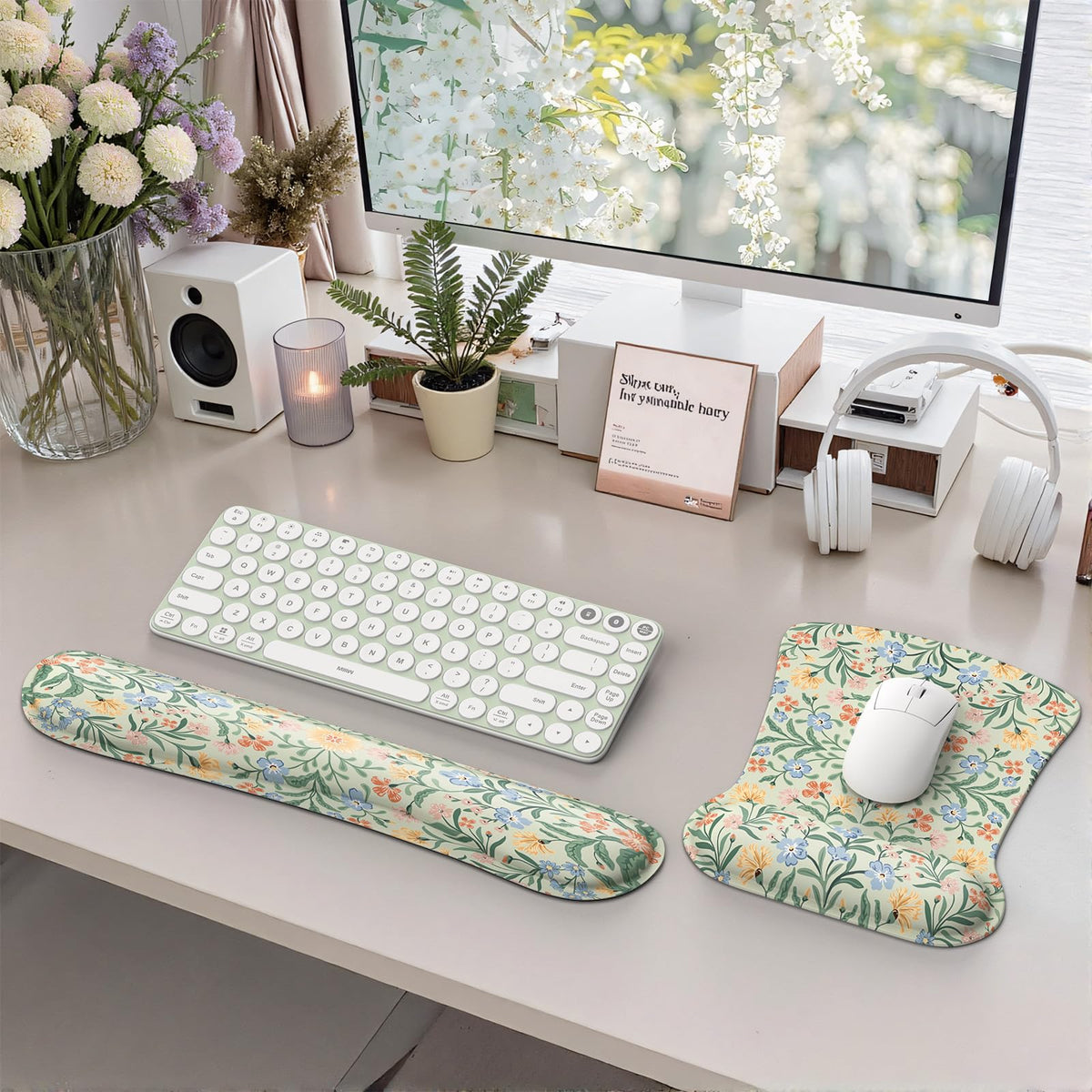iCasso Ergonomic Mouse Pad, Keyboard Wrist Rest, Memory Foam Mousepad with Wrist Support, Easy