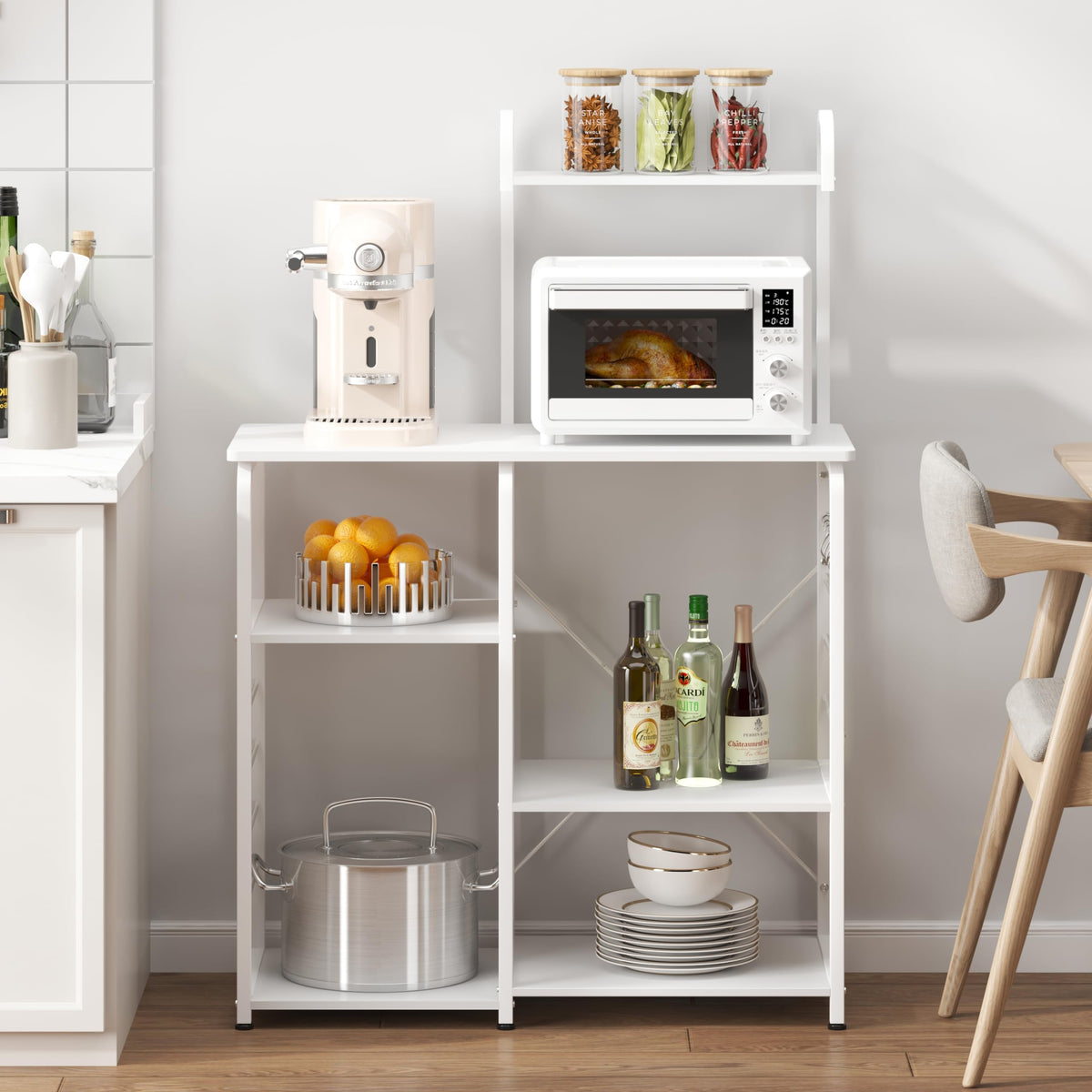 DlandHome Microwave Stand Kitchen Cart, Microwave Cart Stand 35.4 inches, Kitchen Utility Storage