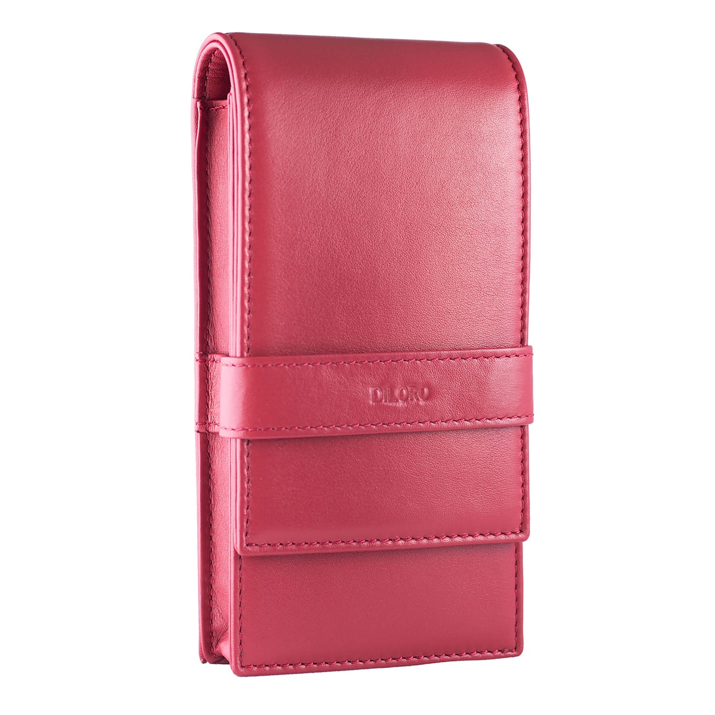DiLoro Leather Quad Pen Case Pencil Pouch Holder for Four Fountain Ballpoint Rollerball Pens and