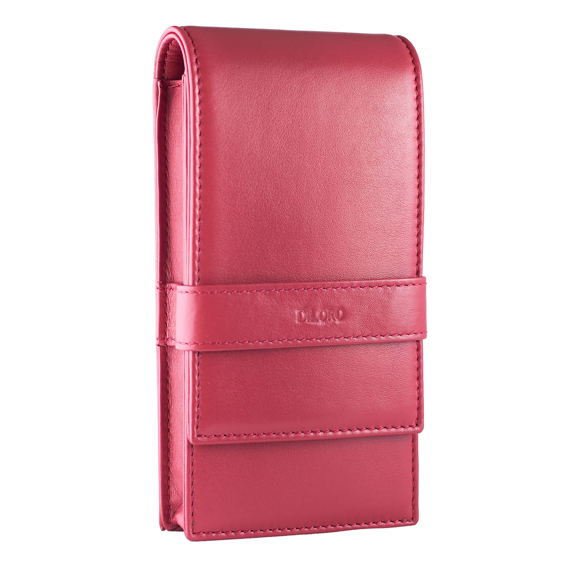 DiLoro Leather Quad Pen Case Pencil Pouch Holder for Four Fountain Ballpoint Rollerball Pens and