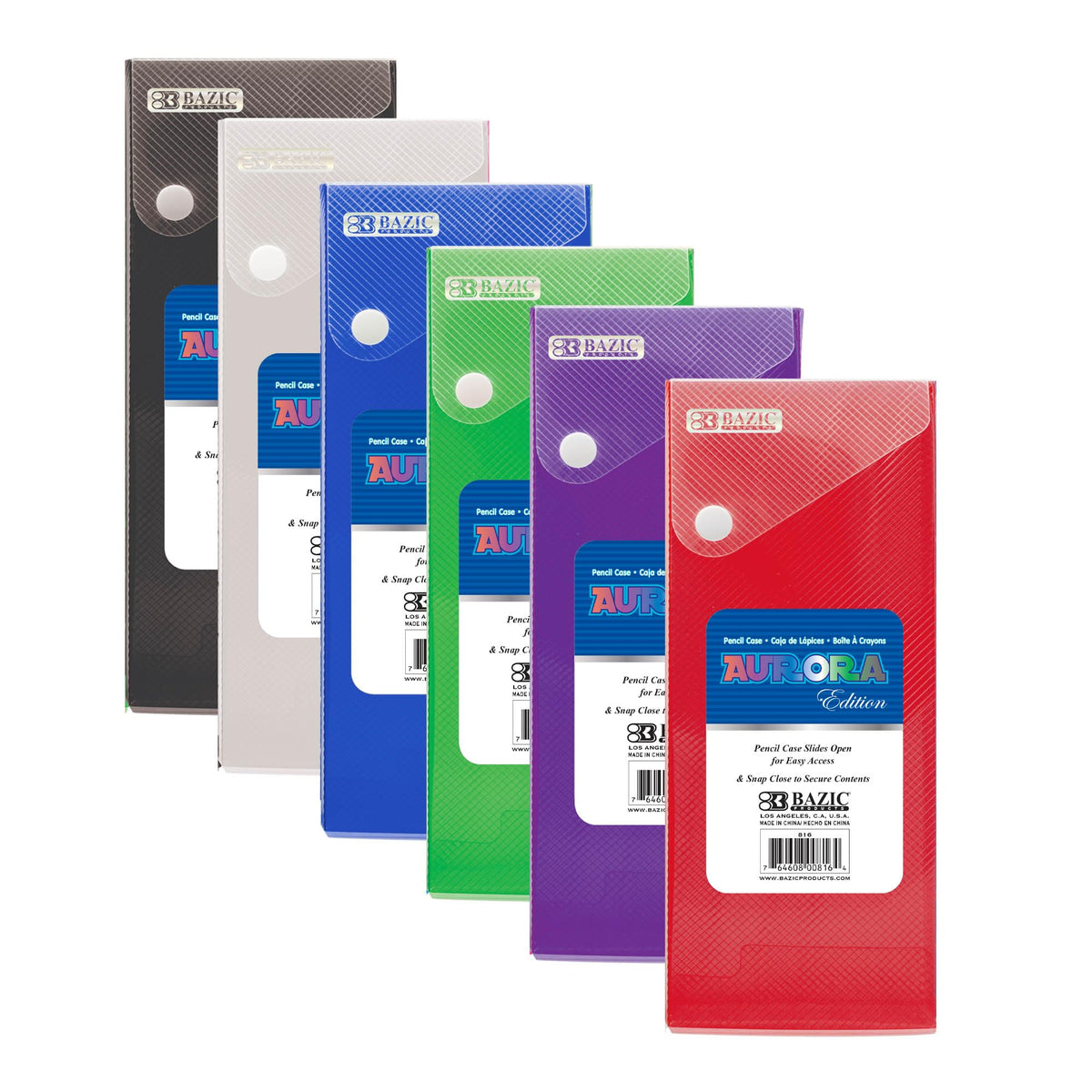 BAZIC PRODUCTS Translucent Slider Pencil Case, 36-Case