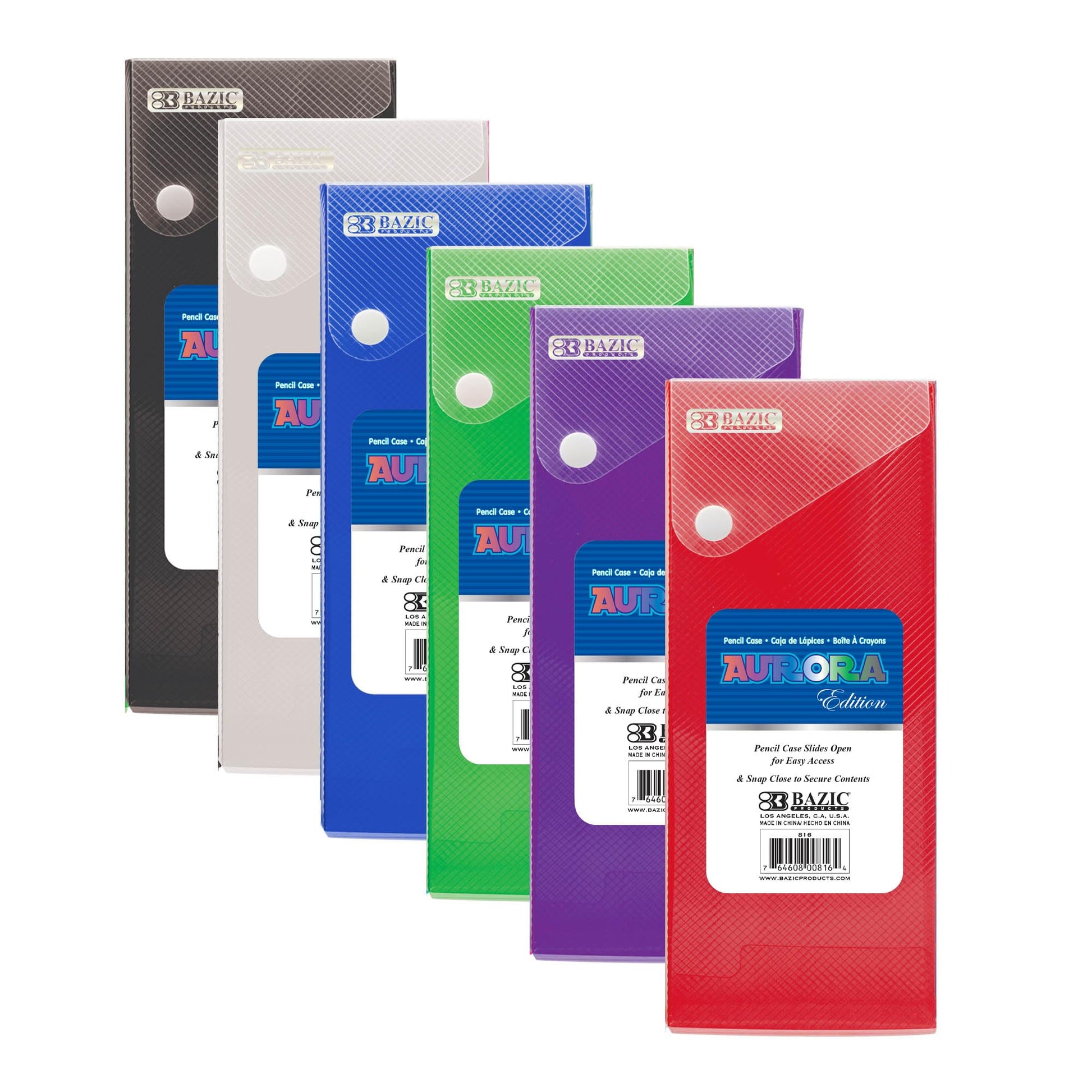 BAZIC PRODUCTS Translucent Slider Pencil Case, 36-Case