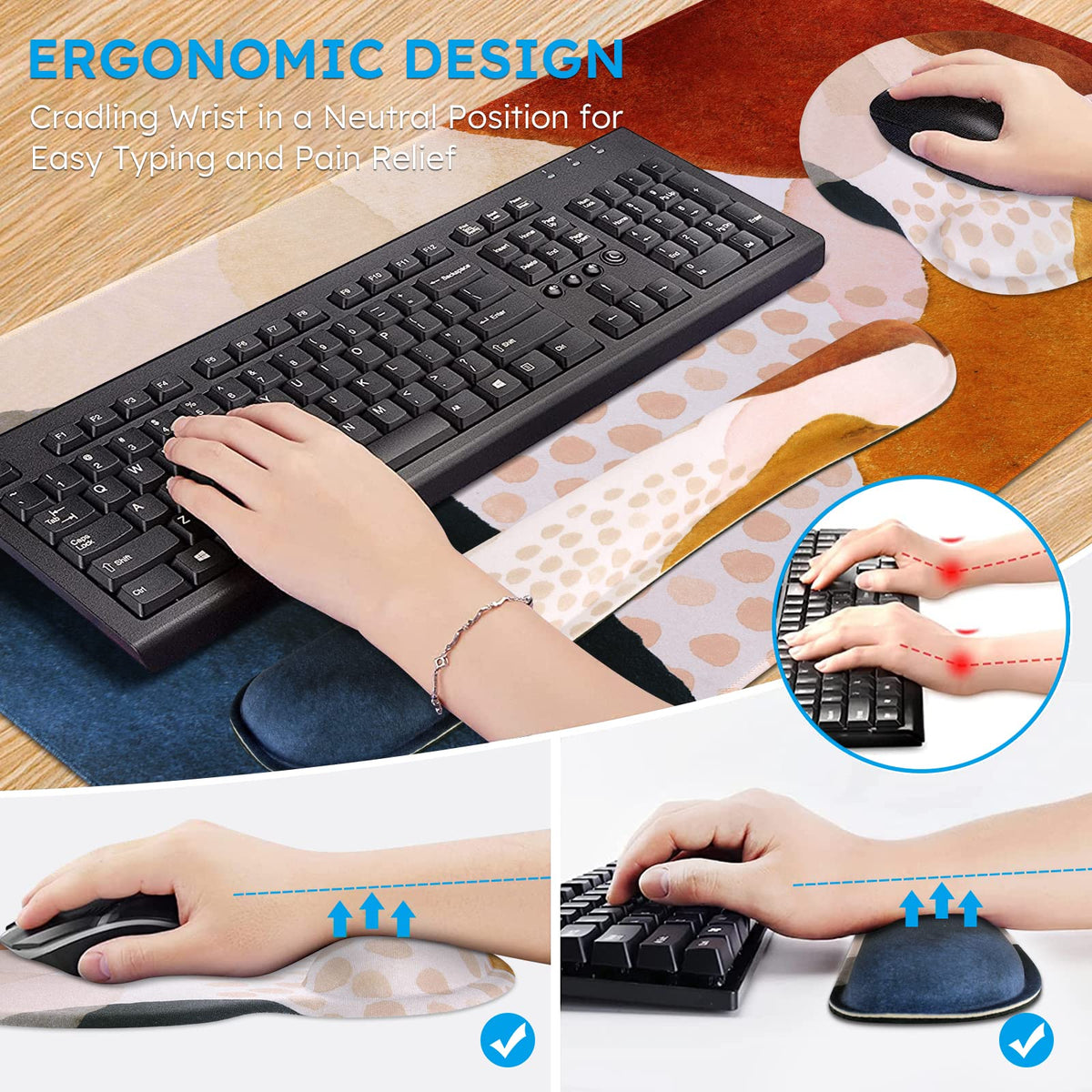iCasso Table Mat for Workspace, Color Block 35.4"x15.7" Keyboard Mat