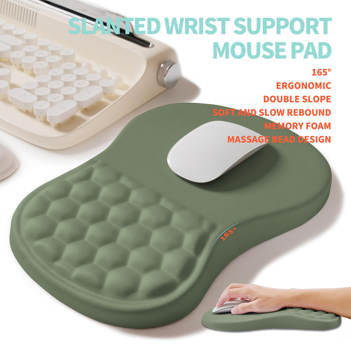 KUOSGM 2-in-1 Ergonomic Set, Wave Rise Keyboard Wrist Rest and Massage Bulge Slope Mouse Pad Wrist
