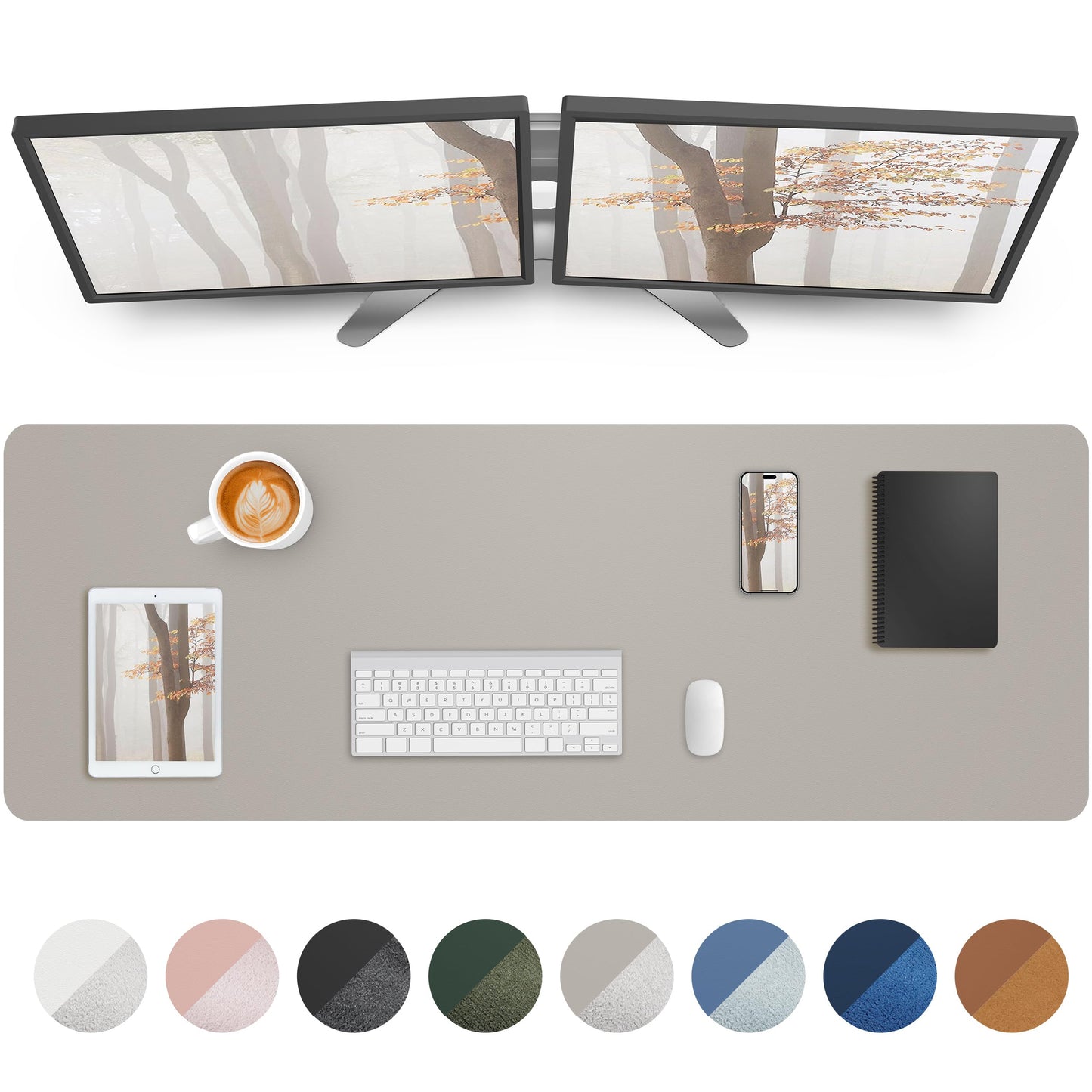 AFIING Leather Desk Pad Protector,55" x 17" Office Desk Mat, Large Mouse Pad, Non-Slip PU Leather