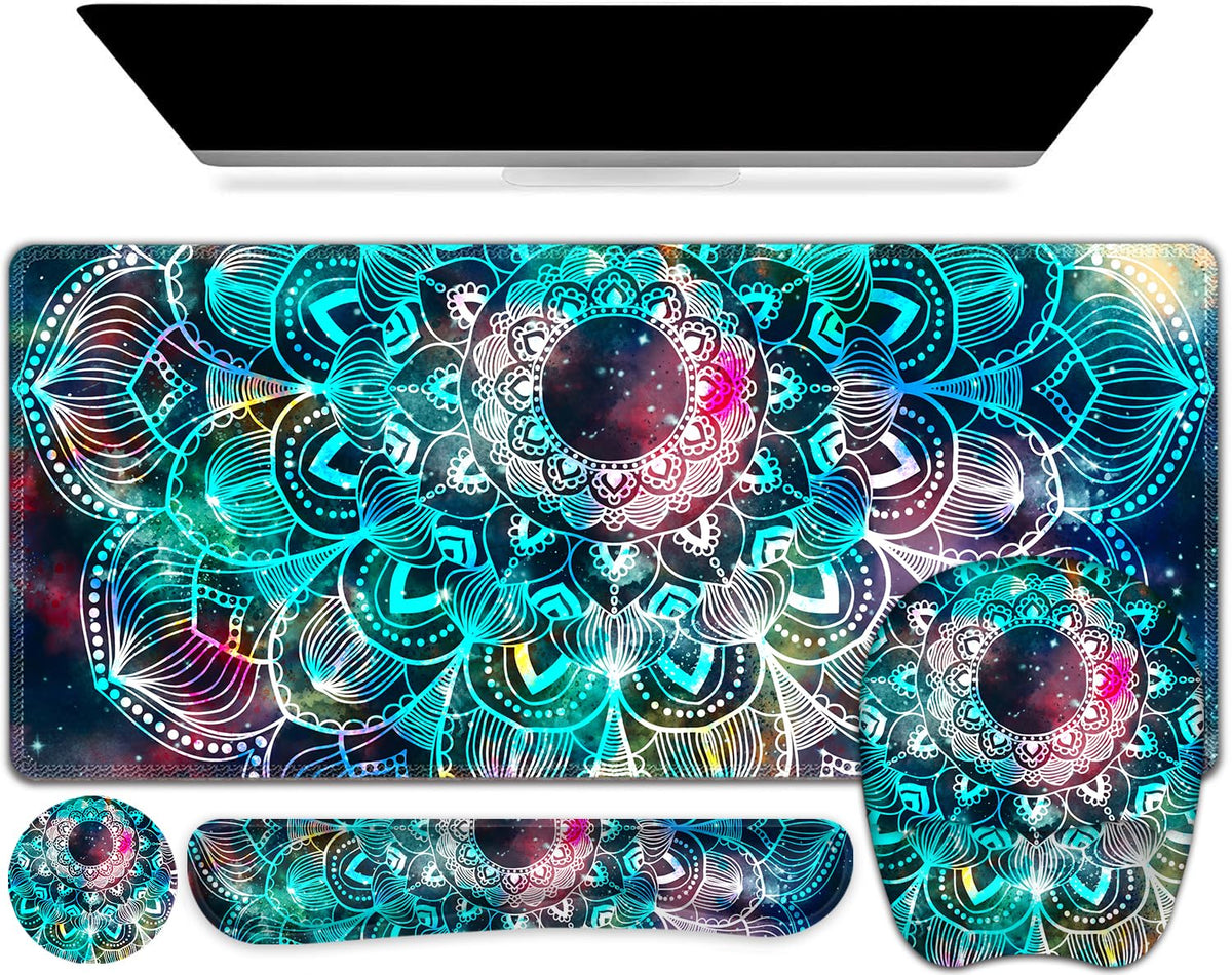 NXZGO Large Mouse Pad with Wrist Support 4 in1 Set, XXL Big Game Mousepad + Keyboard Wrist