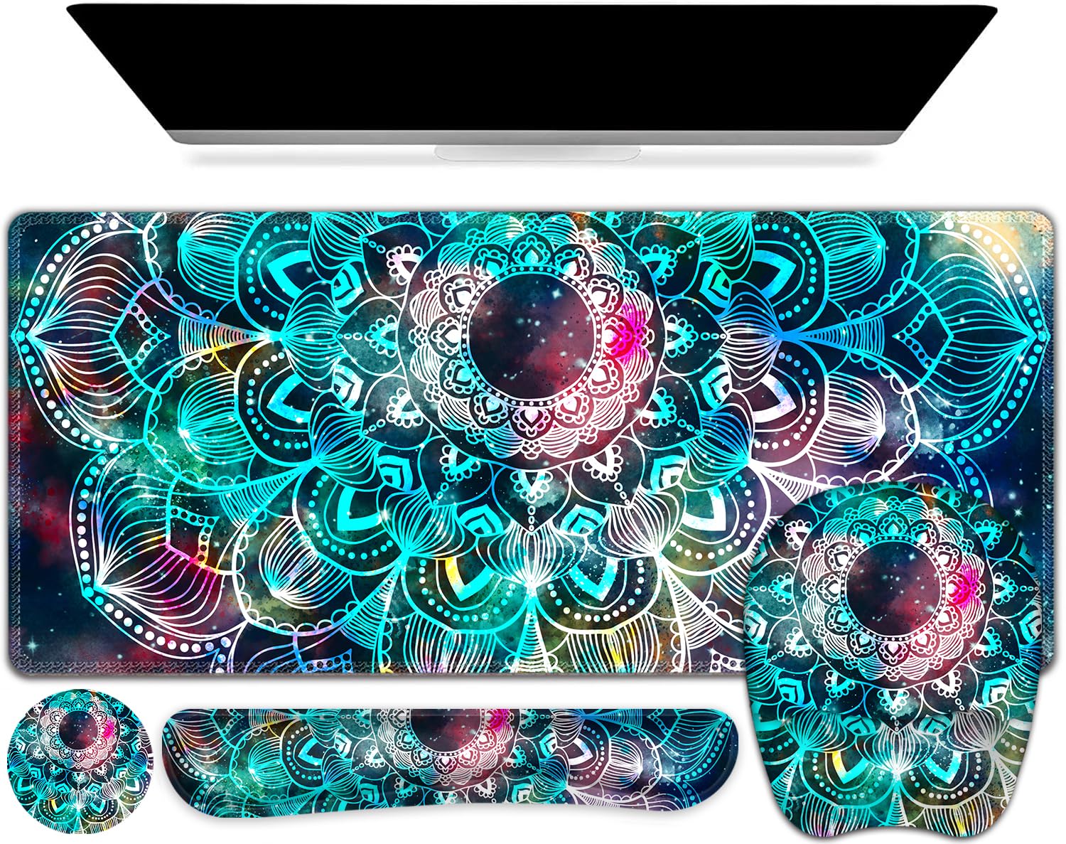 NXZGO Large Mouse Pad with Wrist Support 4 in1 Set, XXL Big Game Mousepad + Keyboard Wrist