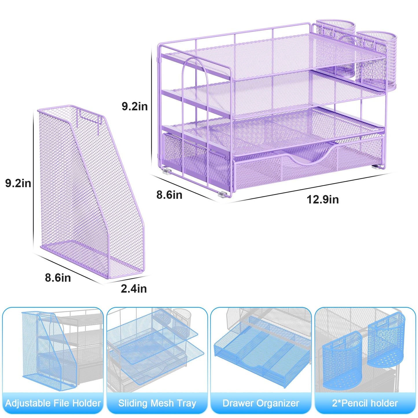 gianotter Desk Organizers and Accessories with File Holder, 4-Tier Desk Accessories & Workspace
