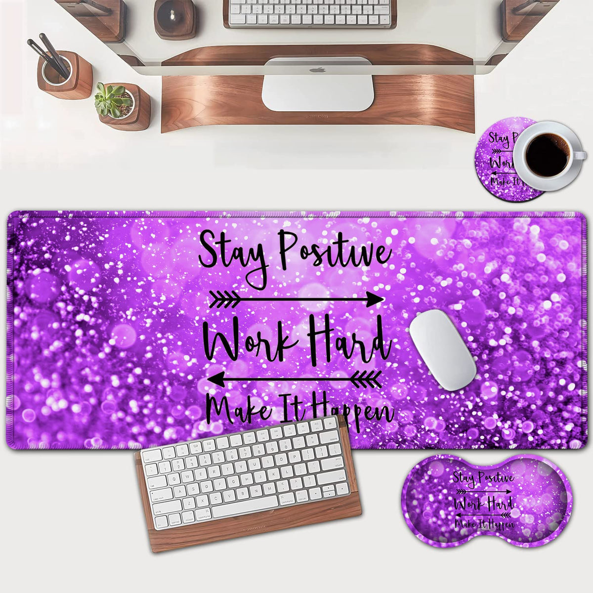 Large Mouse Pad, Extended Office Desk Pad 31.5x11.8in, Ergonomic Memory Foam Mouse Wrist Rest