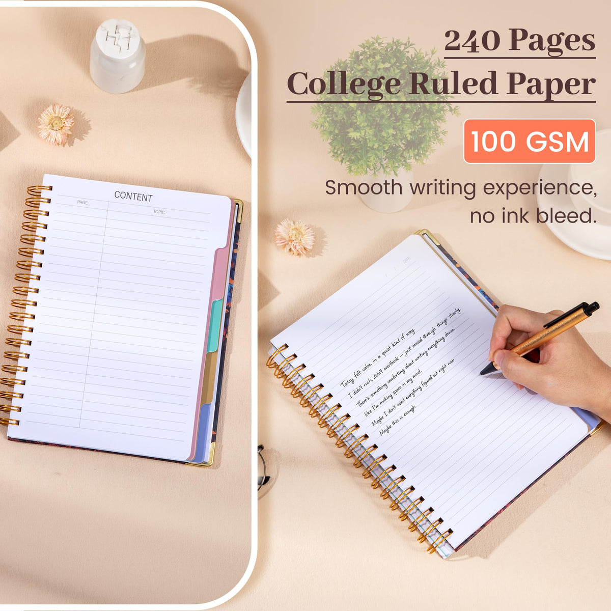 Yoment Hardcover Spiral Notebooks for Work 240 Pages Notebook with Dividers